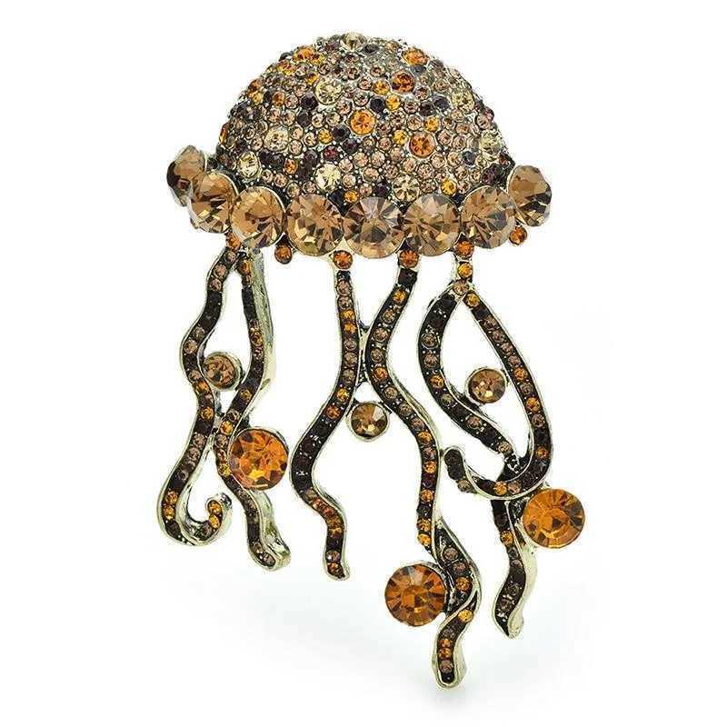 Women Shining Jellyfish Pins Rhinestone Beautiful Sea Animal Party Brooch J251115