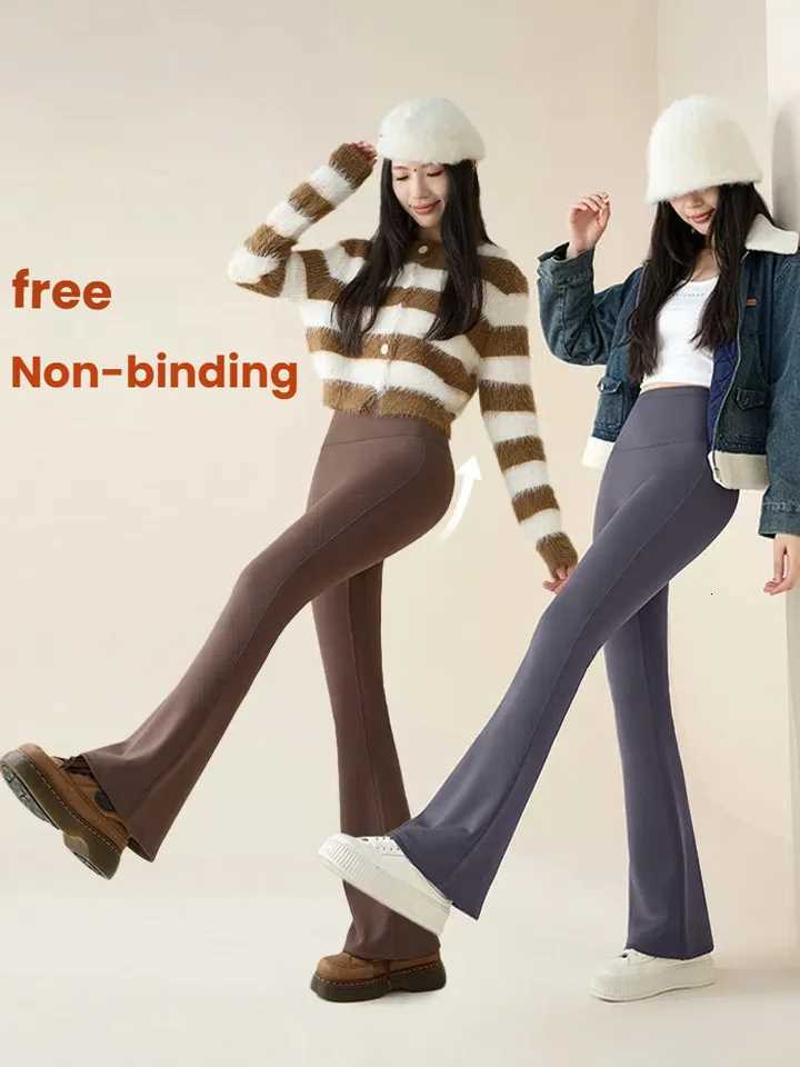 High Waist Flare Leggings Women Winter Fleece Lined Tummy Control Butt Lift Yoga Pants Stretchy Casual Bootcut Palazzo TrousersT251025