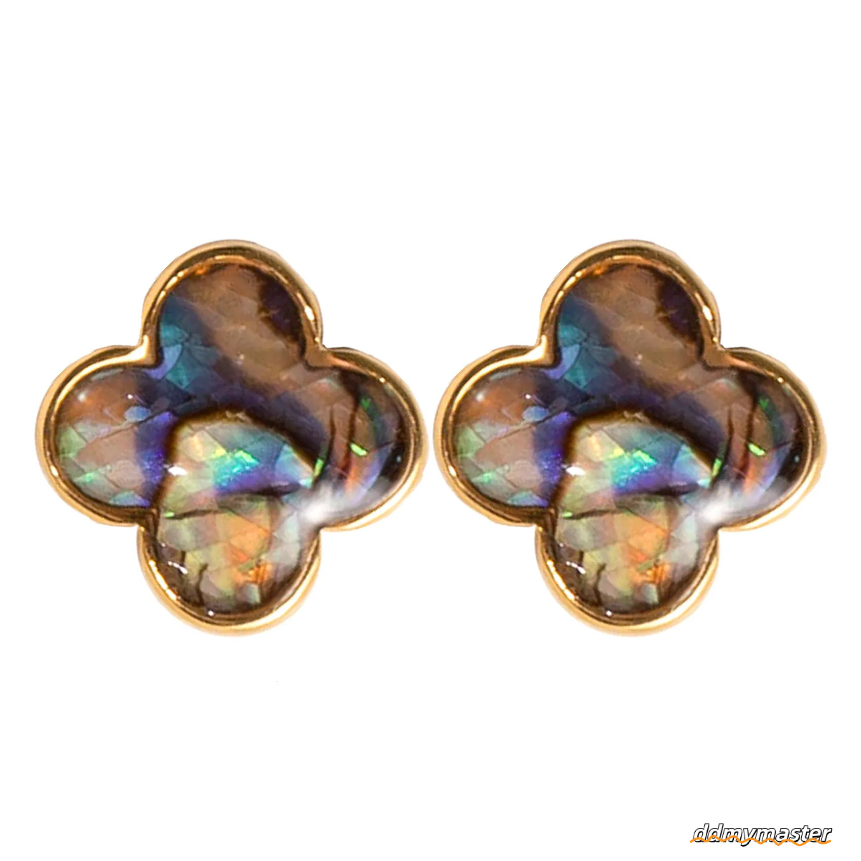 Abalone Shell Clover For Women - Natural Style Fashionable Sier Needle Dangle Earrings Ddmymaster