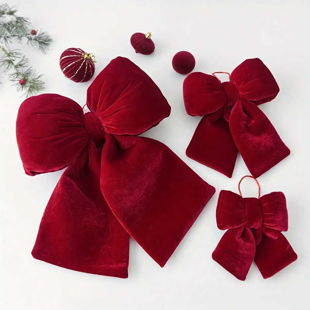 1pc Christmas velvet bow decoration Christmas tree decoration wedding decoration vacation home atmosphere decoration C251024