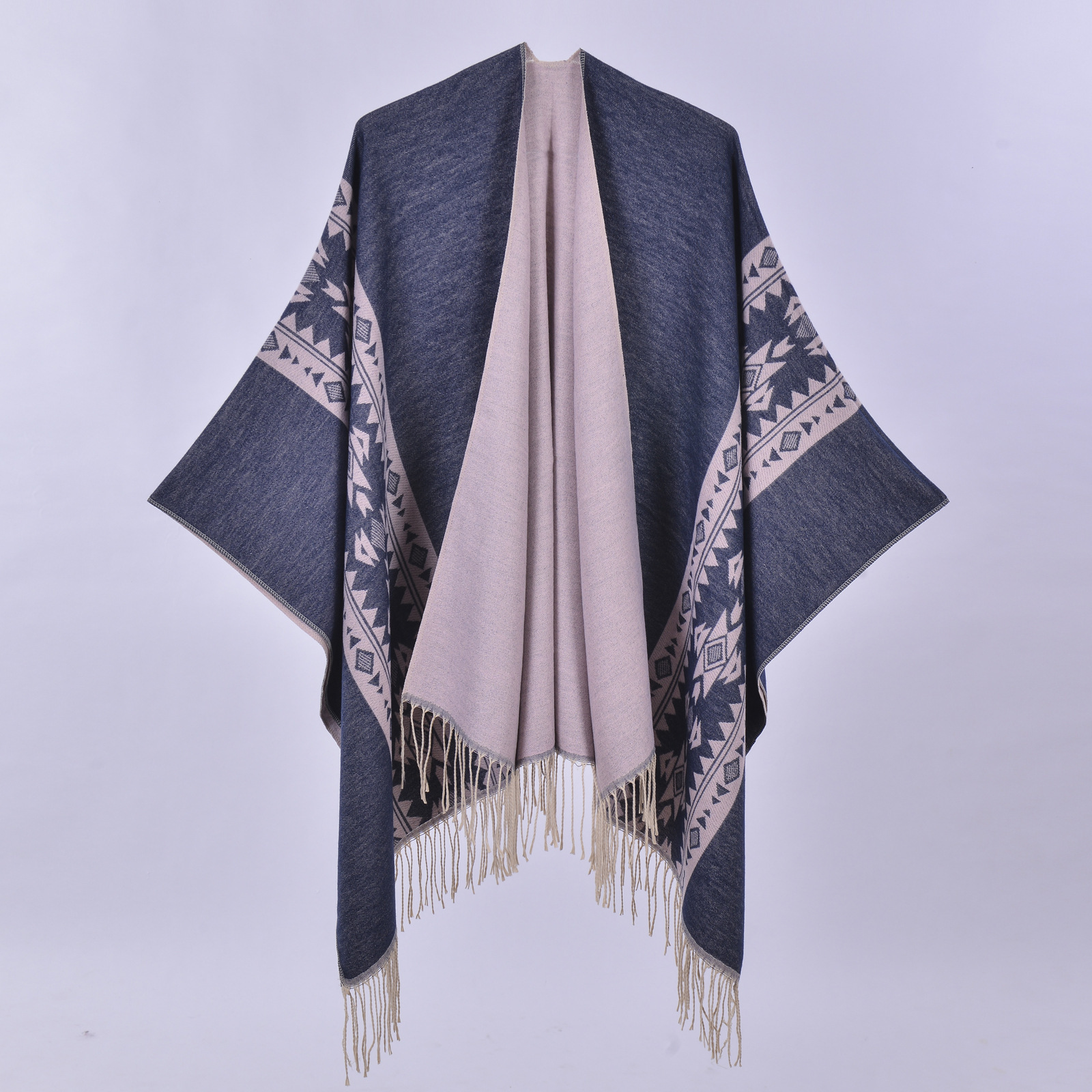 New Autumn Winter Shawl Scarf New Jacquard Tassel Knitted Cape Shawl Ethnic