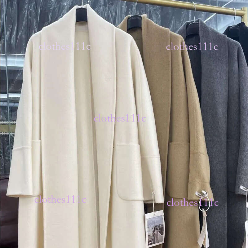 Rose Double-Sided Cashmere Super Long Thick Wool Fashion Lace-Up New Winter Women Coat