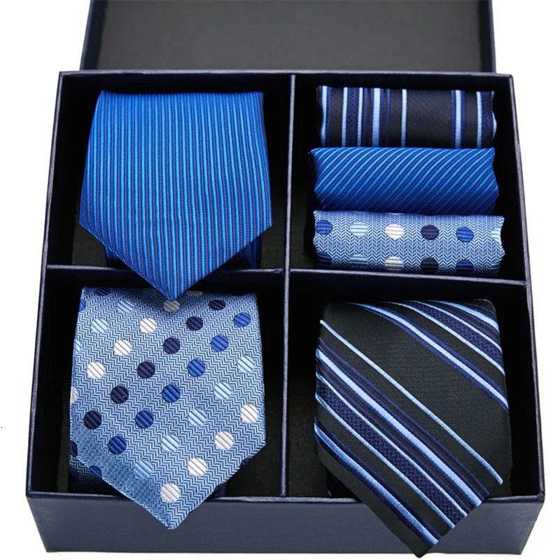 Gift box packing Silk Ties For Men Novelty Hanky Set 3 Styles Mens Tie Formal Red Cravat for Wedding Business Necktie 251023