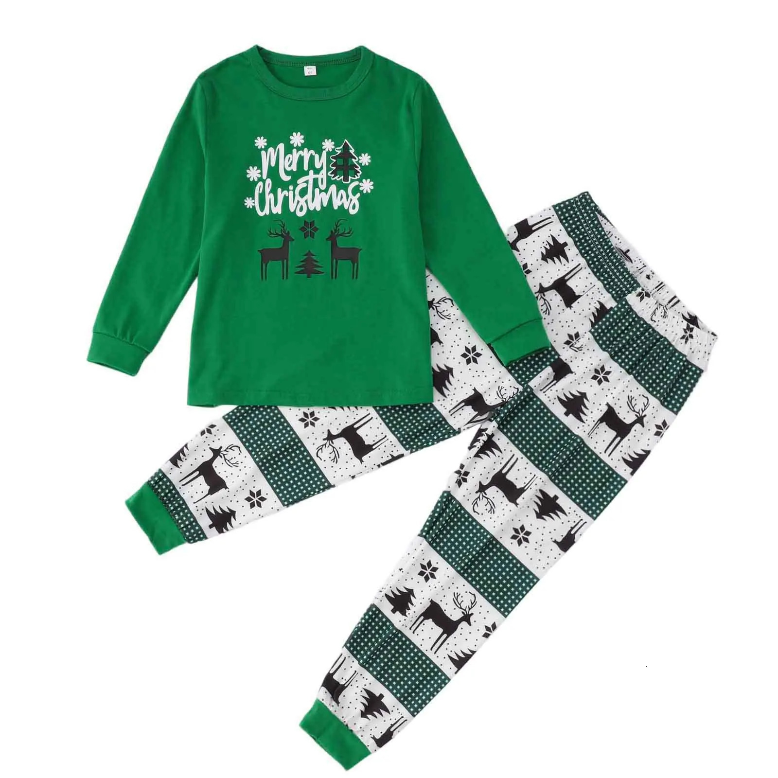 Merry Christmas Family Matching Outfits All Elk Print Mother Father Kids Pajamas Set Soft Loose Sleepwear Xmas Look Gift Pyjamas 251023