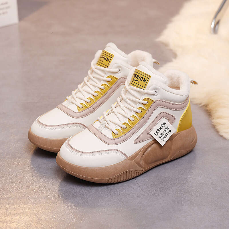 New Winter Thick-Soled Height-Increasing High-Top Casual Ins Style Sneakers Cotton Shoes with Fleece Autumn winter women snow top sport Casual boots