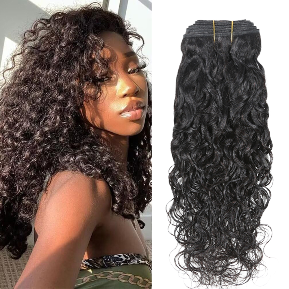 Virgin Water Wave Bundles 95-100g Unprocessed Human Hair Natural Black Single Bundle Hair