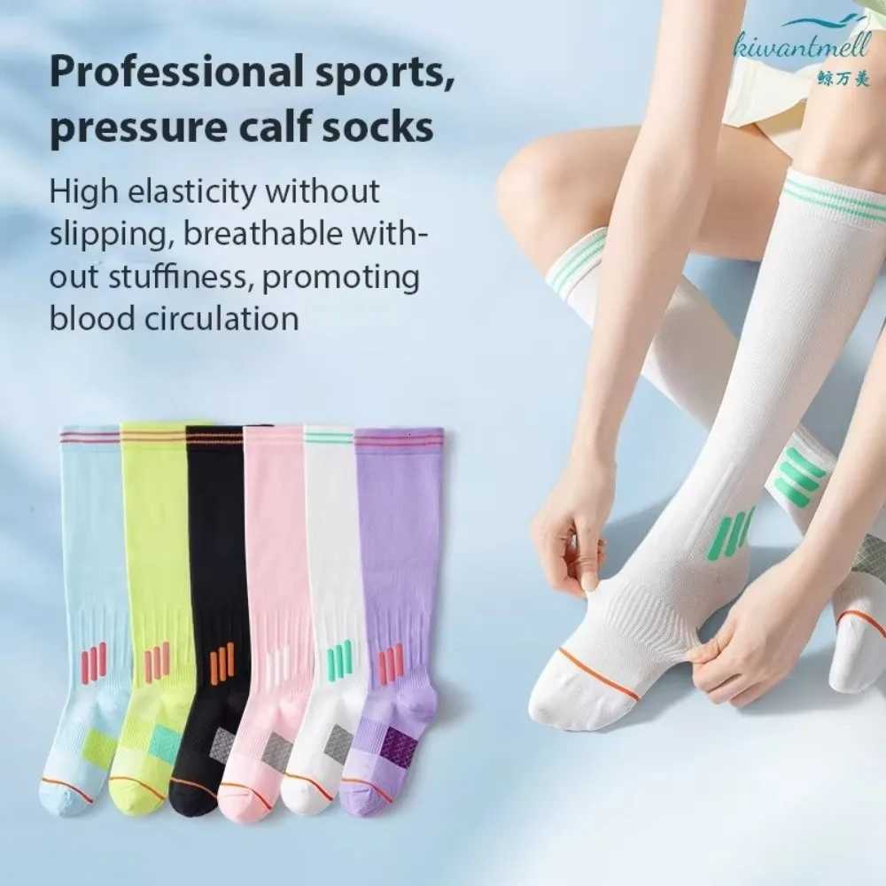 New Compression Fitness Long Tube Socks Elastic Antislip Beautiful Calf Sock Running Skipping Yoga Socks For Running Jump Y251024