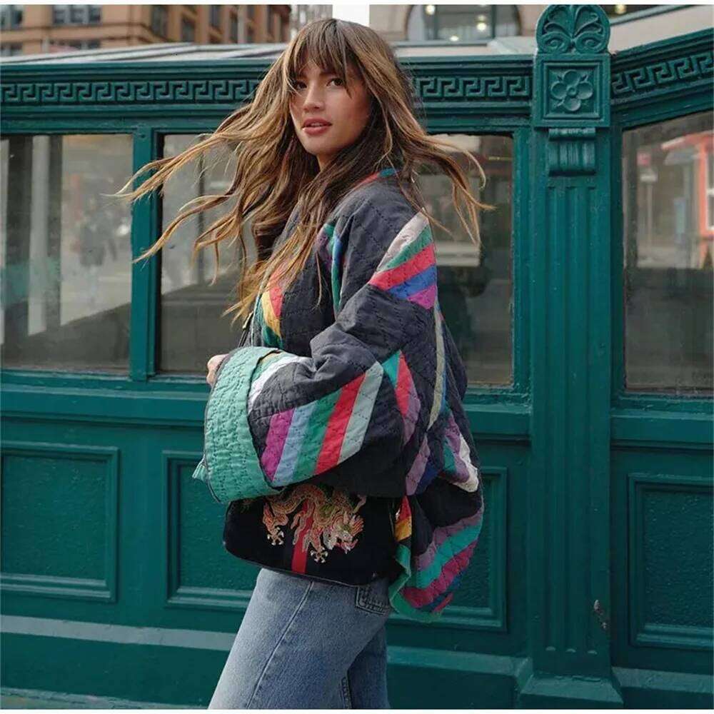 2025 Autumn/Winter Product Women's New Fashion And Casual Versatile Polo Collar Cardigan Spliced Cotton Coat