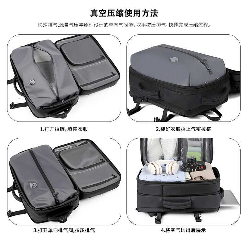 Mens Backpack Business Trip Backpack Large Capacity Expansion Multifunctional Vacuum Compression Travel Backpack for Men W251025