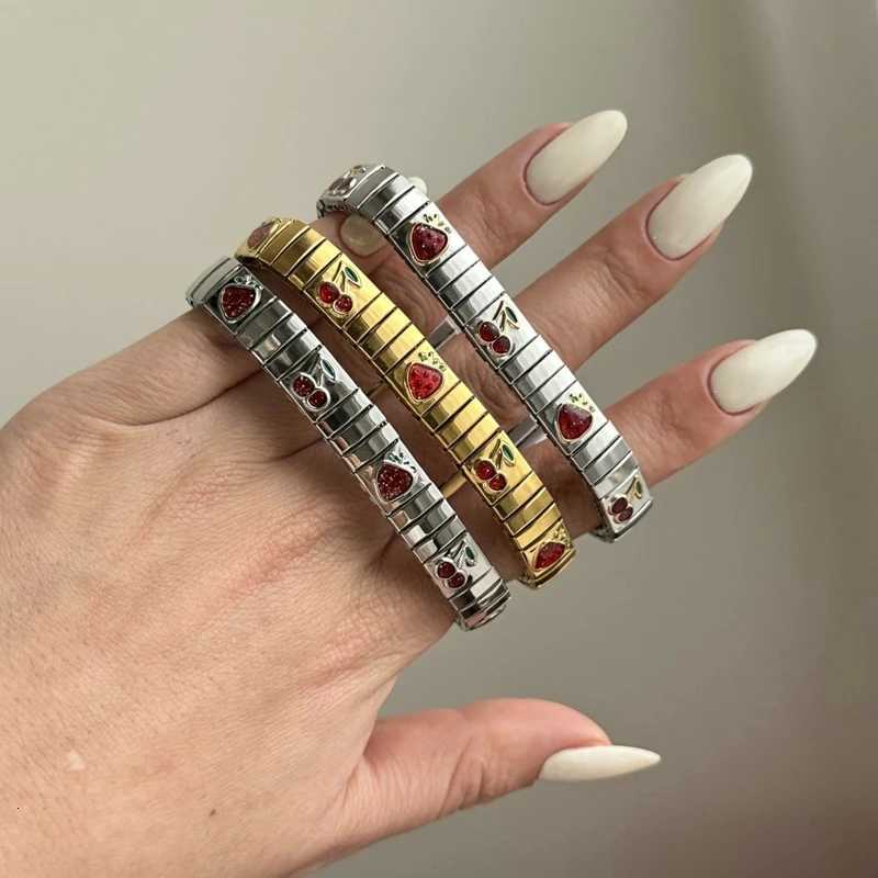 Stainl Steel Fashion Sterry ry Elastic Bangle Bracelet For Wen Gold Color Statement Chic JewelryW251025