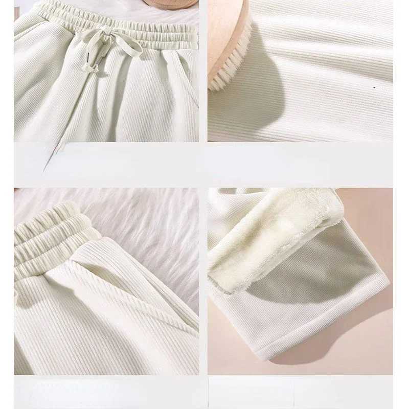 Women Keep Warm Thickened Corduroy Trousers Wide Leg Sweatpants Winter Straight Pant High Waist Warm Loose Simple Lamb TrousersT251025