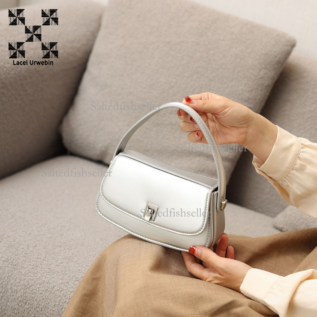 Lacel Urwebin Designer Summer New Handbag High-end Luxury Niche Metal Flip Chain Shoulder Crossbody Bag Fashionable Versatile Mini Business Bag Mobile