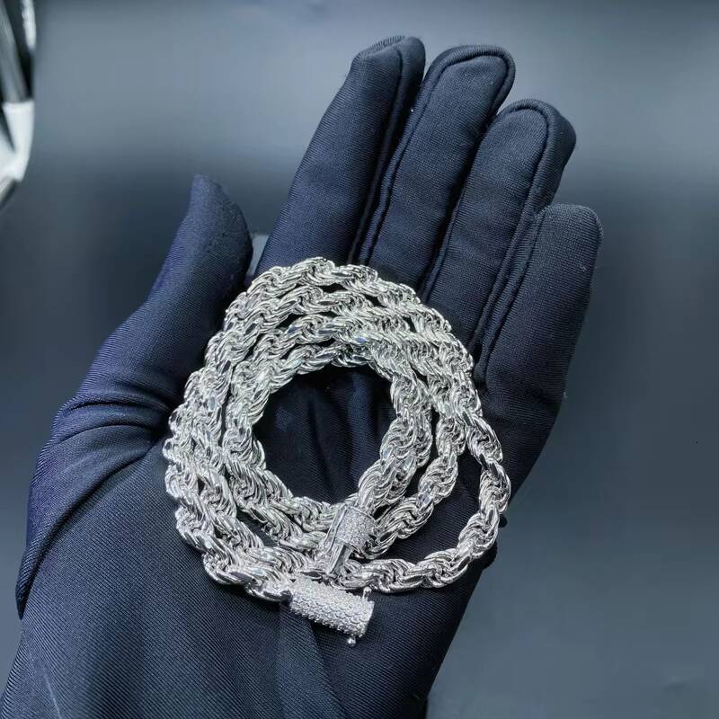 Wholesale 8mm Iced Out Miami Rope VVS D Colour Moissanite Cuban Link Chain Choker for Men 18k Gold Plated Hip Hop Rope Necklace