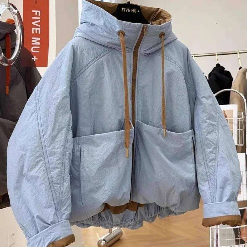 Korean Hooded Cotton Jacket For Women Winter New Thicked Warm Coat Fashion All Match Loose Long Sleeve Tops Mujer
