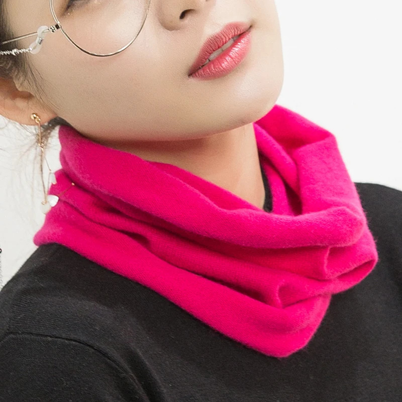 Women100 Wool Ring Scarves Soft Single Loop Neck Warmer Female Winter Cashmere Knitted Turtleneck Collar Neckerchief 251020