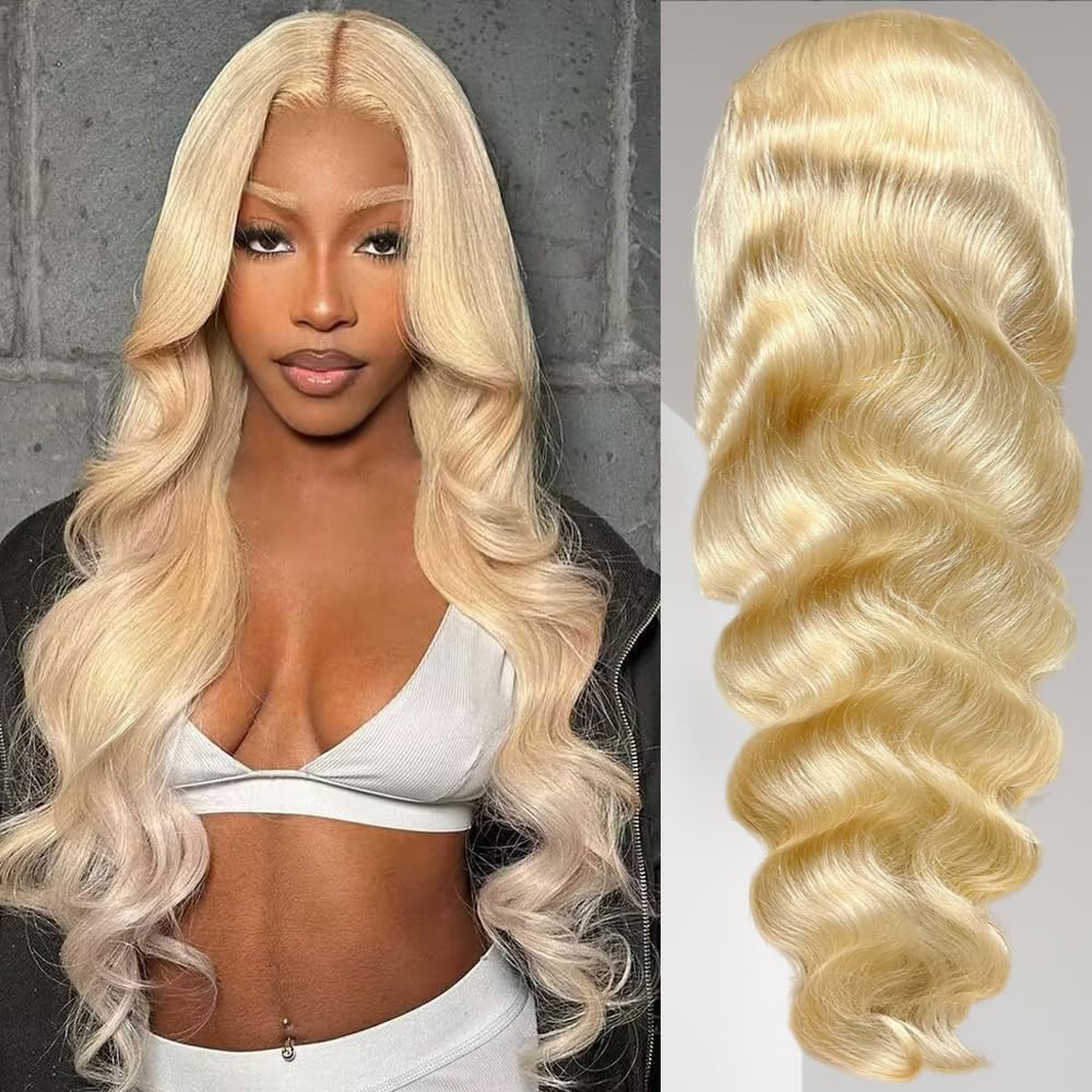 613 Blonde T Part Wig 13x6x1 Lace Front Human Hair Pre Plucked Straight Body Wave Lace Front Wigs for Women