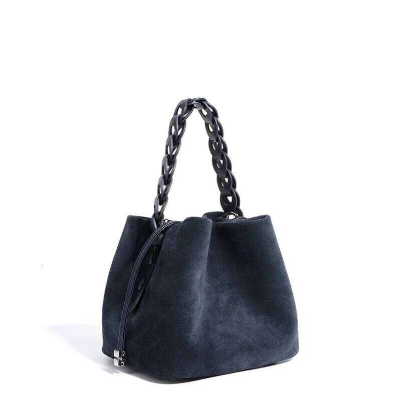Retro Frosted Cowhide Leather Bucket Women Handbags New Pattern Trendy Fashion The Single Shoulder Bag Versatile Crossbody Bags Suotong1025