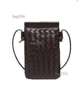 Korean Style Vertical Mini Coin Purse Phone Small Lightweight Single Shoulder Crossbody Women's Fashion Casual Handwoven Bag Cowhide Woven Bag