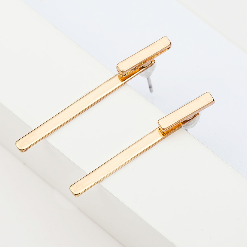High-End Minimalist T-Shaped Metal Bar Stud One-Line Earrings Jewelry