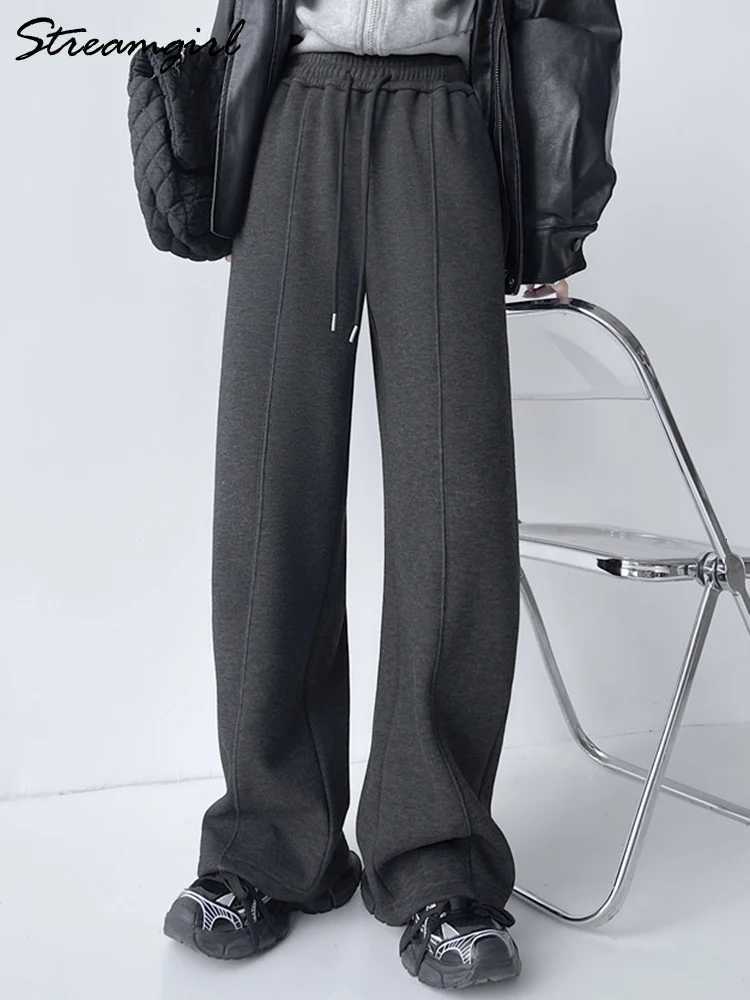 Streamgirl Thick Warm Winter Pants For Women Fleece Brown Trousers Straight Leg High Waisted Womens Winter Pants Warm OfficeT251025