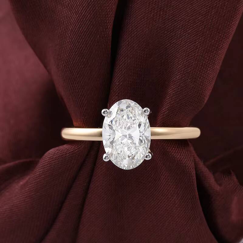 4ct Diamond Ring Lab Grown Diamond Ring Oval Hand Inlay Igi Certified Diamond Wedding Engagement 14k Gold Rings for Women