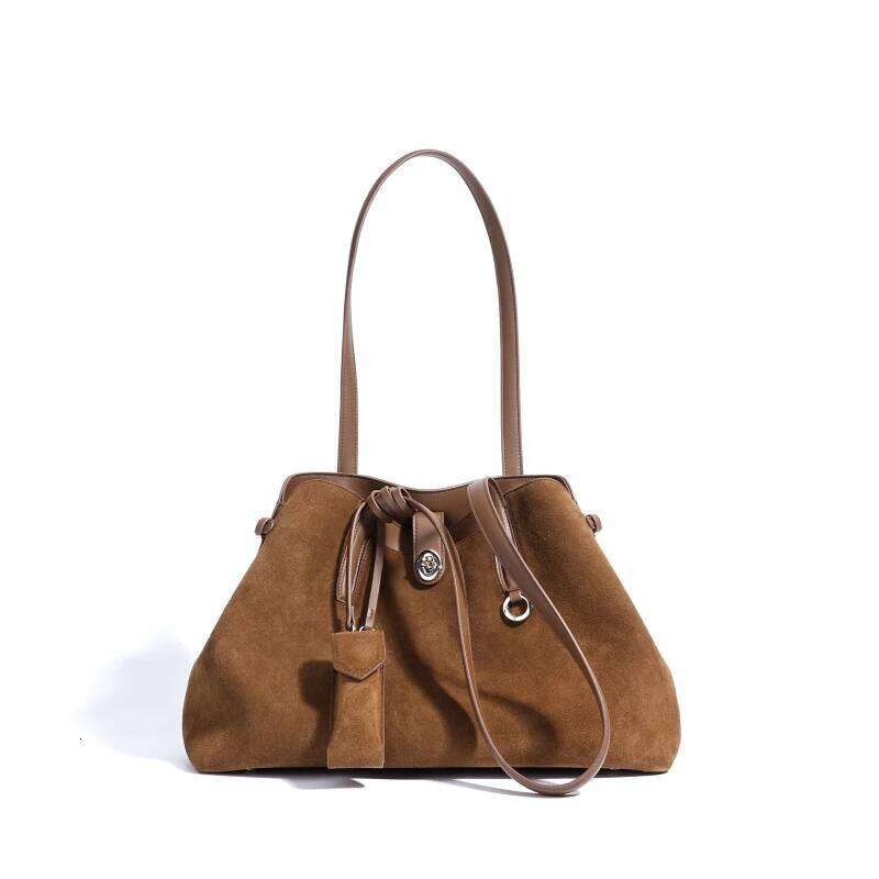 Niche Design Frosted Genuine Leather Shoulder Bags Large Capacity Female Girls Commuter Handbags Elegant Tote Purses 251025
