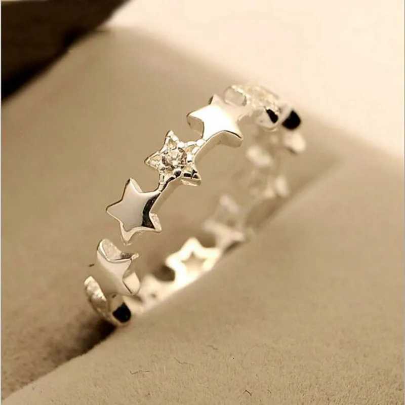 925 Sterling Silver Jewelry Fashion Small Fresh Stars Crystal Prevention Simple Beautiful Opening RingsXJ251025