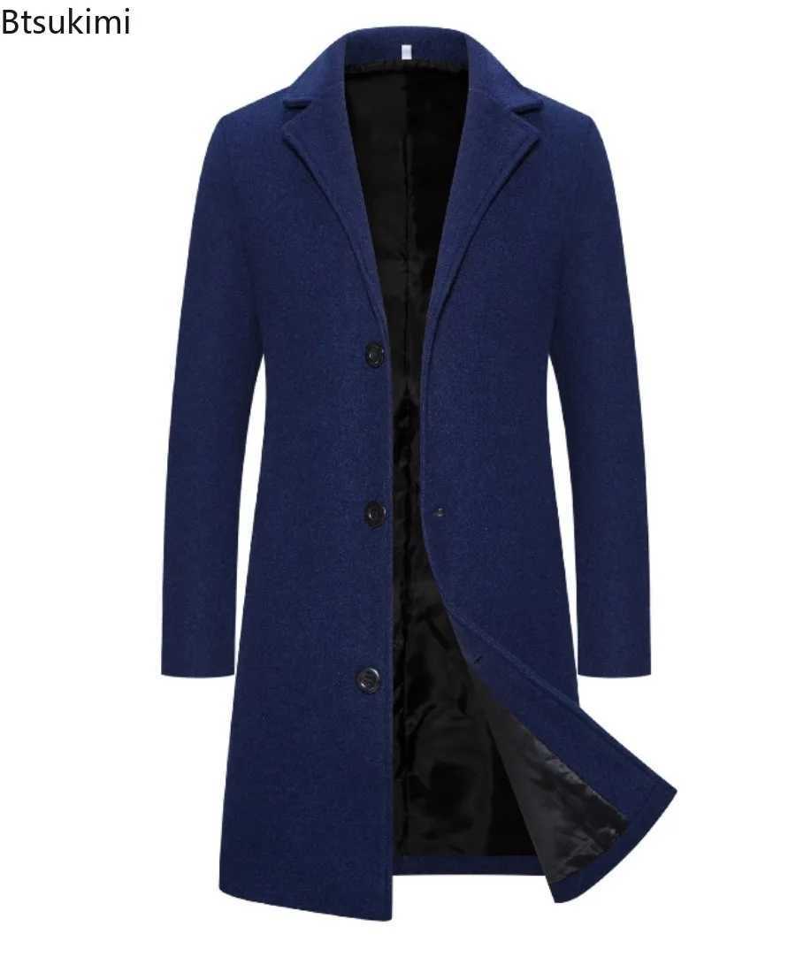 2025 Autumn Winter Mens Woolen Coats Fashion Singlebreasted Business Casual Slim Windbreak Jackets New Men Clothing OvercoatsT251025