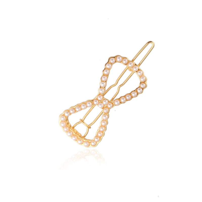 Korean Version Full Pearl Bow Five-Pointed Star Crown Heart Side Hair Accessories Frog Clip