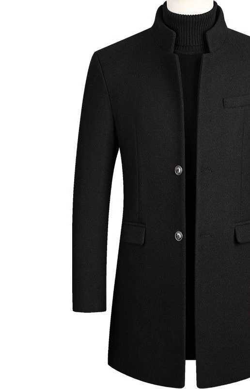 2025 Autumn Winter New Men Mid Length Wool Trench Coat Business Casual Slim Fit Multi Color Options Temperament StyleT251025