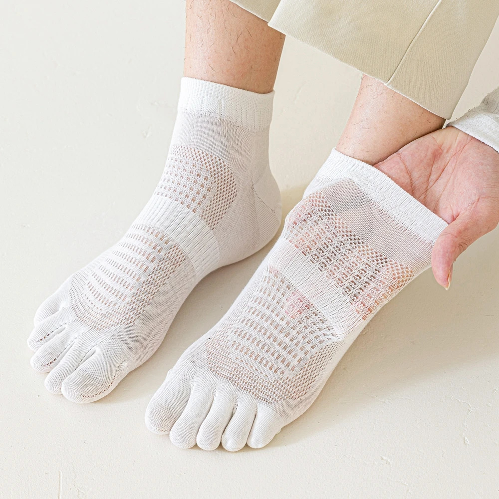 5 Pairs Five Finger Socks Men Summer Mesh Toe Socks with Separate Fingers High Quality Cotton Ankle Socks Sports Running 251023