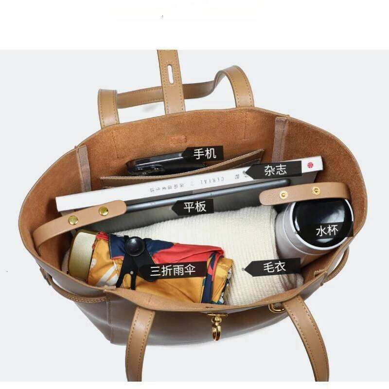 Women's Large Capacity Armpit Shoulder Bag Ladies Genuine Leather Commuter Shopper Bags High Quality Handbags Big Tote 251025