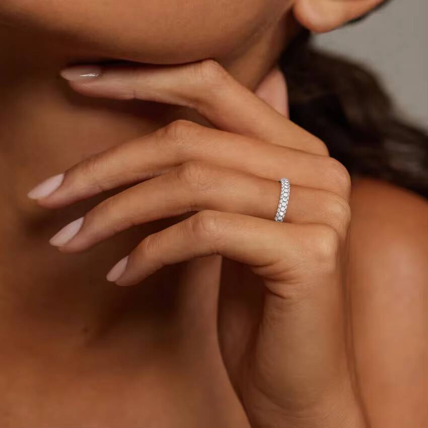 Dazzling Moissanite Eternity Ring Crafted From Elegant 925 Silver Featuring Exceptional Quality And A Timeless Look