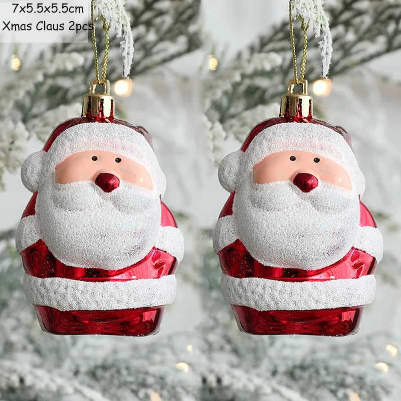 2pcs Christmas Decorations Santa Claus Snowman Ice Cream Christmas Tree Hanging Pendant Noel Natale Xmas Gift New Year Ornaments C251024