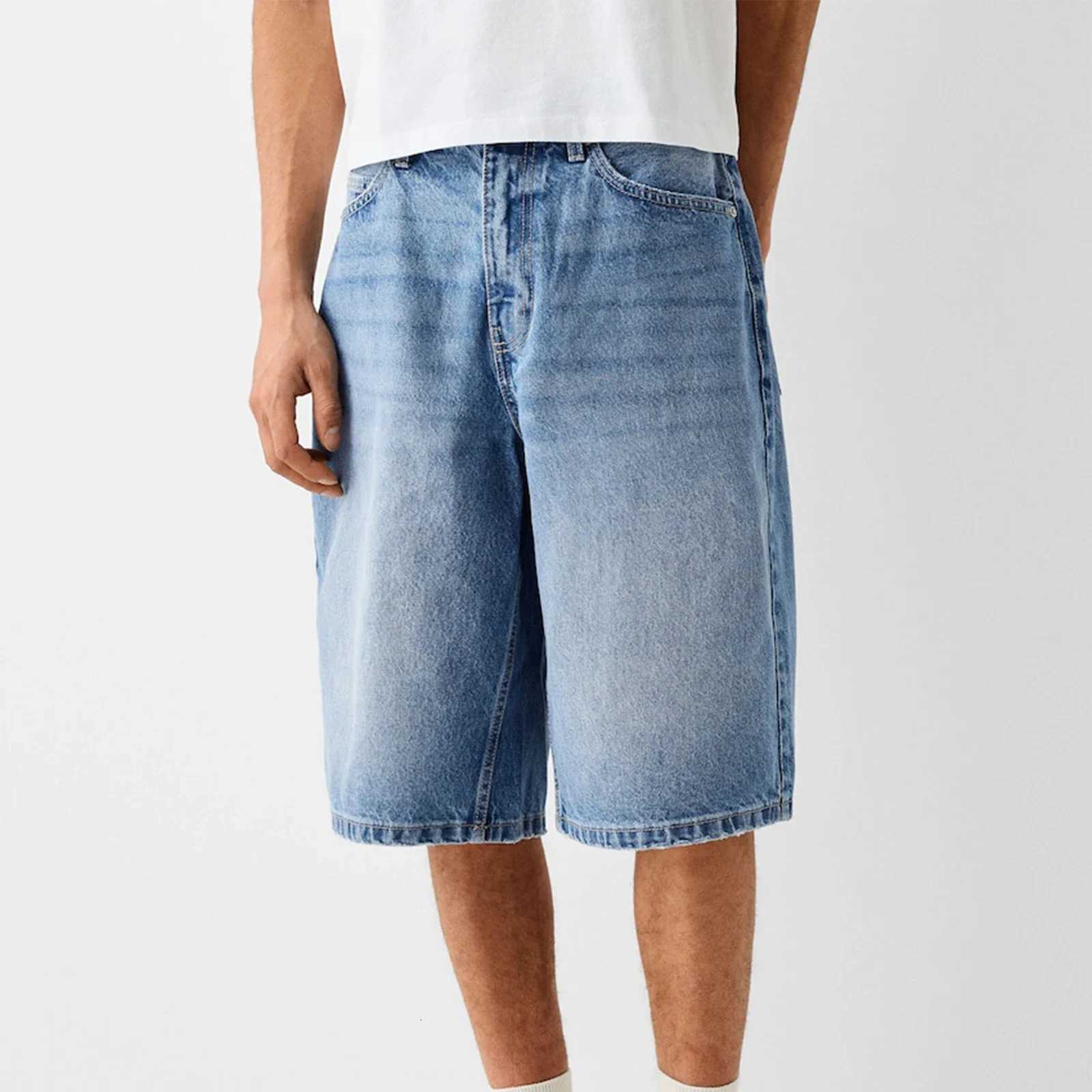 Baggy Jeans Shorts for Men Casual Loose Fit Wide Leg Denim Jorts Y2K Vintage Hip Hop Skateboard Long Jorts Male StreetwearXJ251025