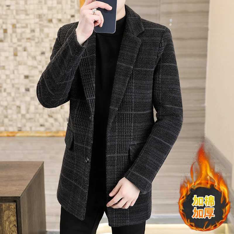 2025 Winter New Mens High Quality Medium to Long Length Cotton Warm American Single breasted Woolen Jacket CoatT251025