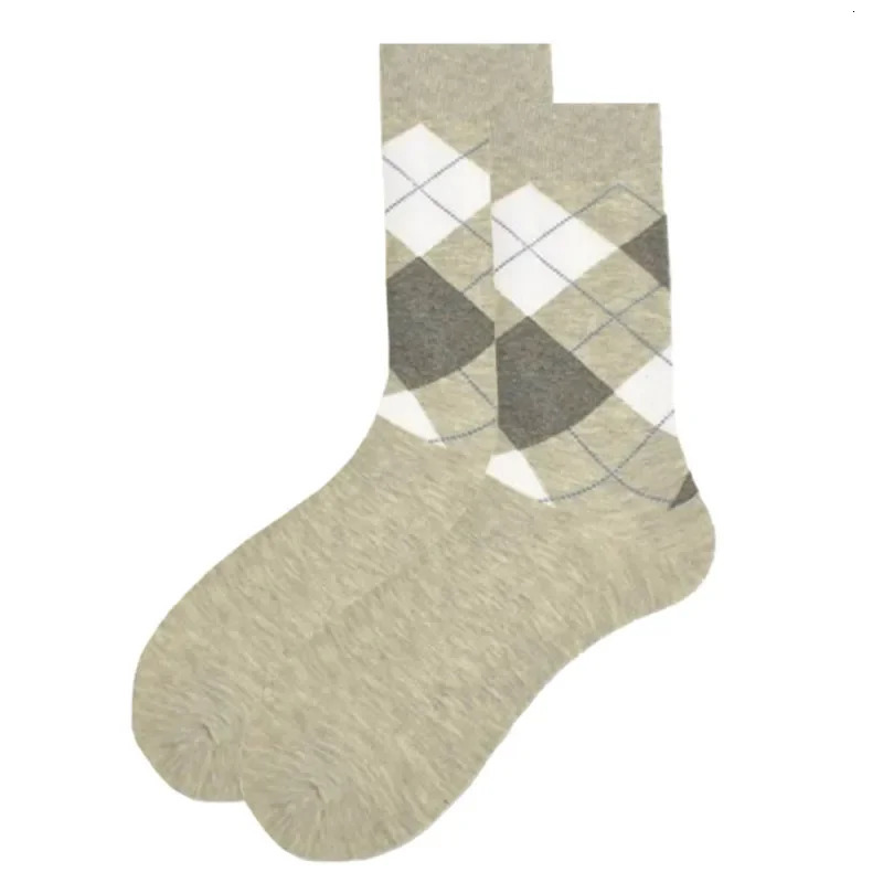 5 PairsPack Cassic Retro Fashion Men Socks Combed Cotton Rhombus Solid Color Argyle Casual Business Dress Party Socks 251023