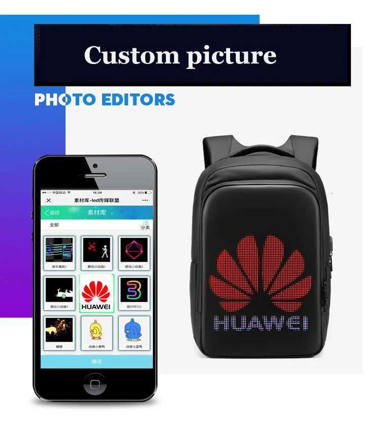LED Display backpack Business travel 156 Inch Laptop Backpack Men DIY Smart backpack school Backpack woman multimedia backpack W251025