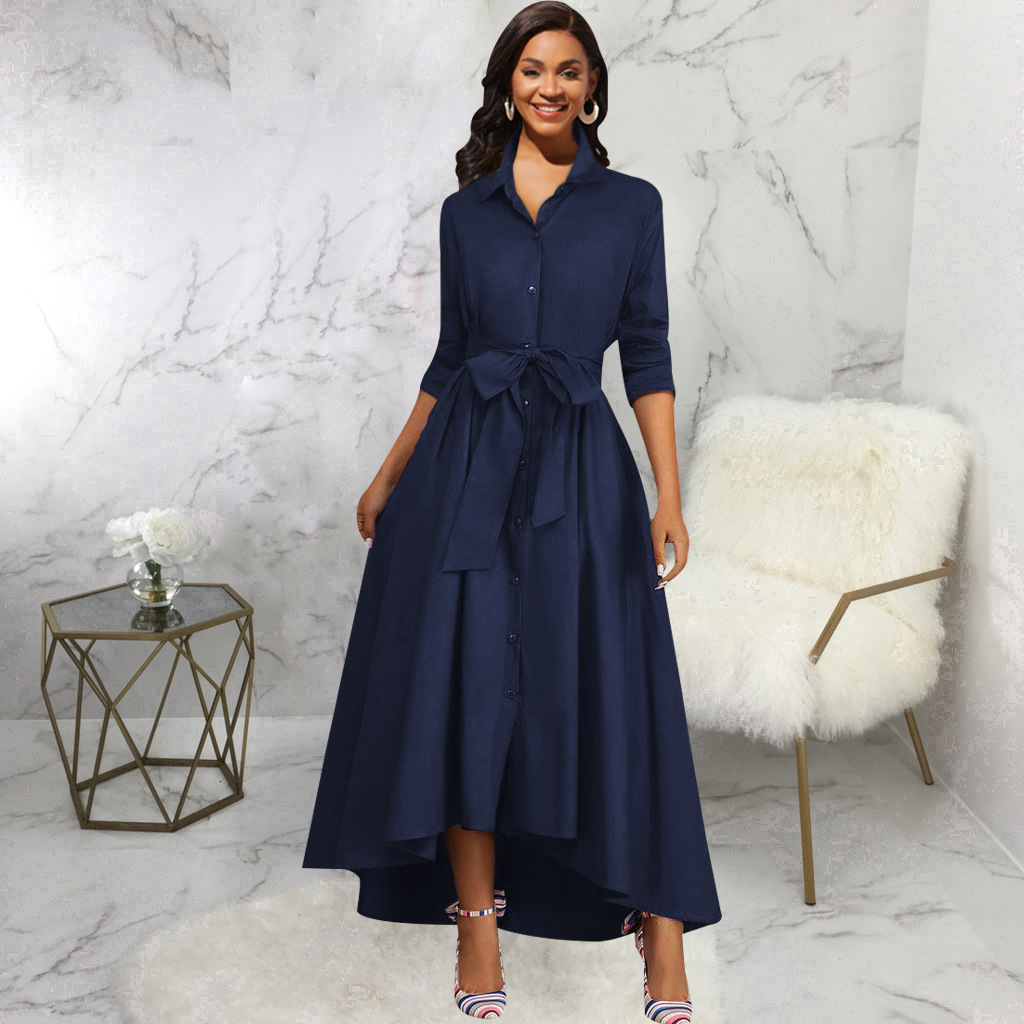 2025 New European and American Sexy Fashion Solid Color Long Sleeve White Collar Designer Women's Dress