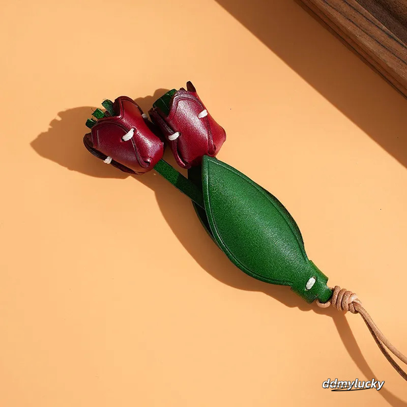 Handmade Leather Flower Charm For Women's Bag, Stylish Purse Pendant Accessory Ddmylucky