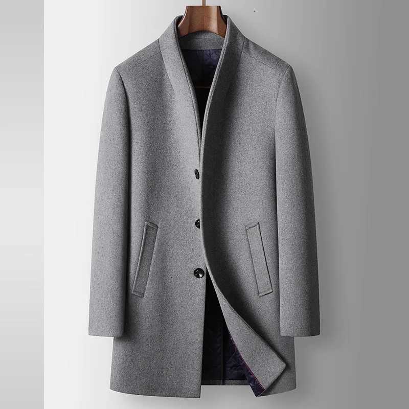 Autumn Winter Mens Stand Collar Woolen Coats Smart Casual Long Outerwear Men Fashion Thick Warm Long Coat Wool Blends TrenchT251025