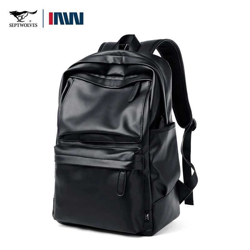 Septwolves Highquality Leather laptop Computer Backpack 15Inch Large Capacity Waterproof Backpack For Men Business Travel Use W251025