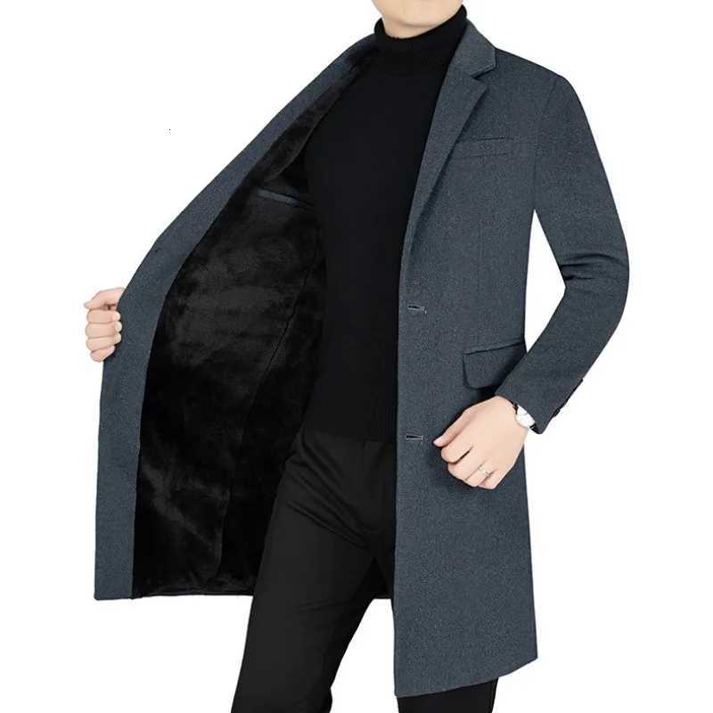 New Winter Men Fleece Woollen Overcoats Business Casual Cashmere Trench Coats Long Jackets Quality Male Winter Coats Wool BlendsT251025