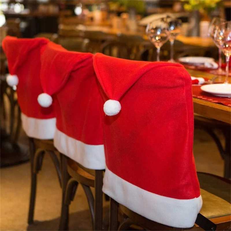 4pcs Christmas Chair Covers 25x20in Festive Holiday Decorations for Home Party Durable Fabric Seat Protectors C251024