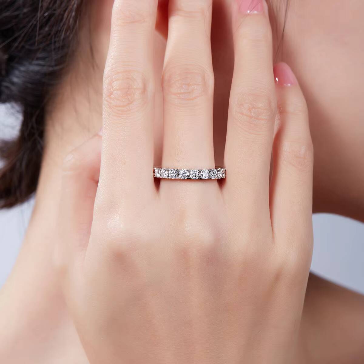 S925 Silver Platinum Moissanite Full Ring 30mm Stylish Ring Micro Nail Diamond Stone 30mm Stylish Ring Micro Nail Diamond