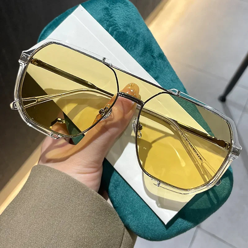 Fashion Ins Style UV400 Sunglasses for Men Women Unisex Trendy Double Bridge Oversized Sun Glasses Classic Large Plain Glasses 251023
