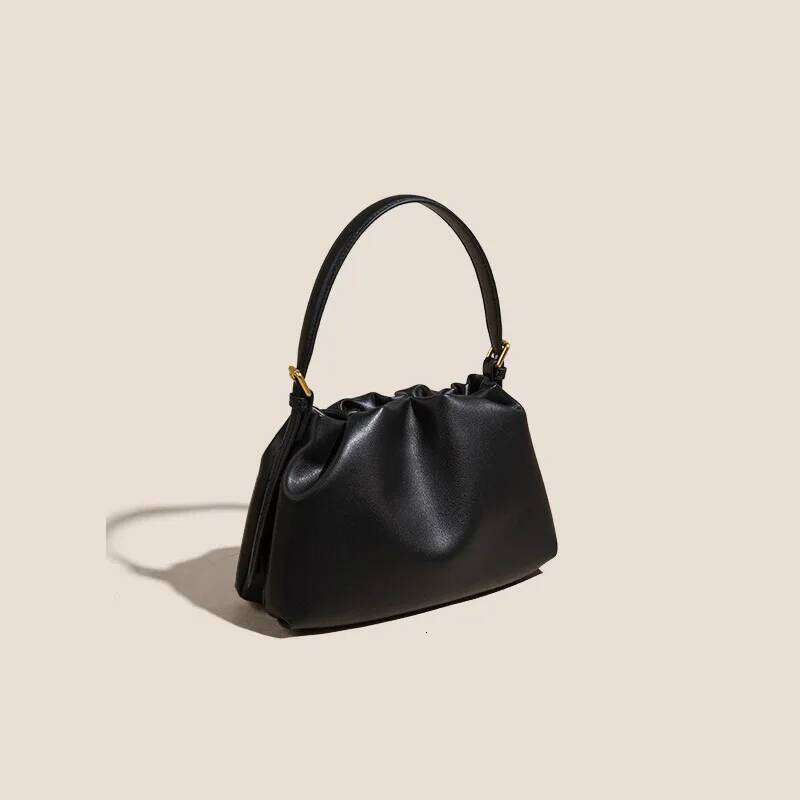 Women Genuine Leather Small Clutch Underarm Bags Fashion Shoulder Cloud Messenger Pleated Handbag Hobo Sling Bag 251023 1025