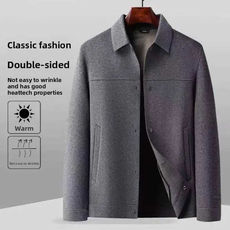 2025 AutumnWinter New Mens Double sided Intimate Coat Jacket with 70 Wool Content Thickened Warm Business Leisure CoatT251025