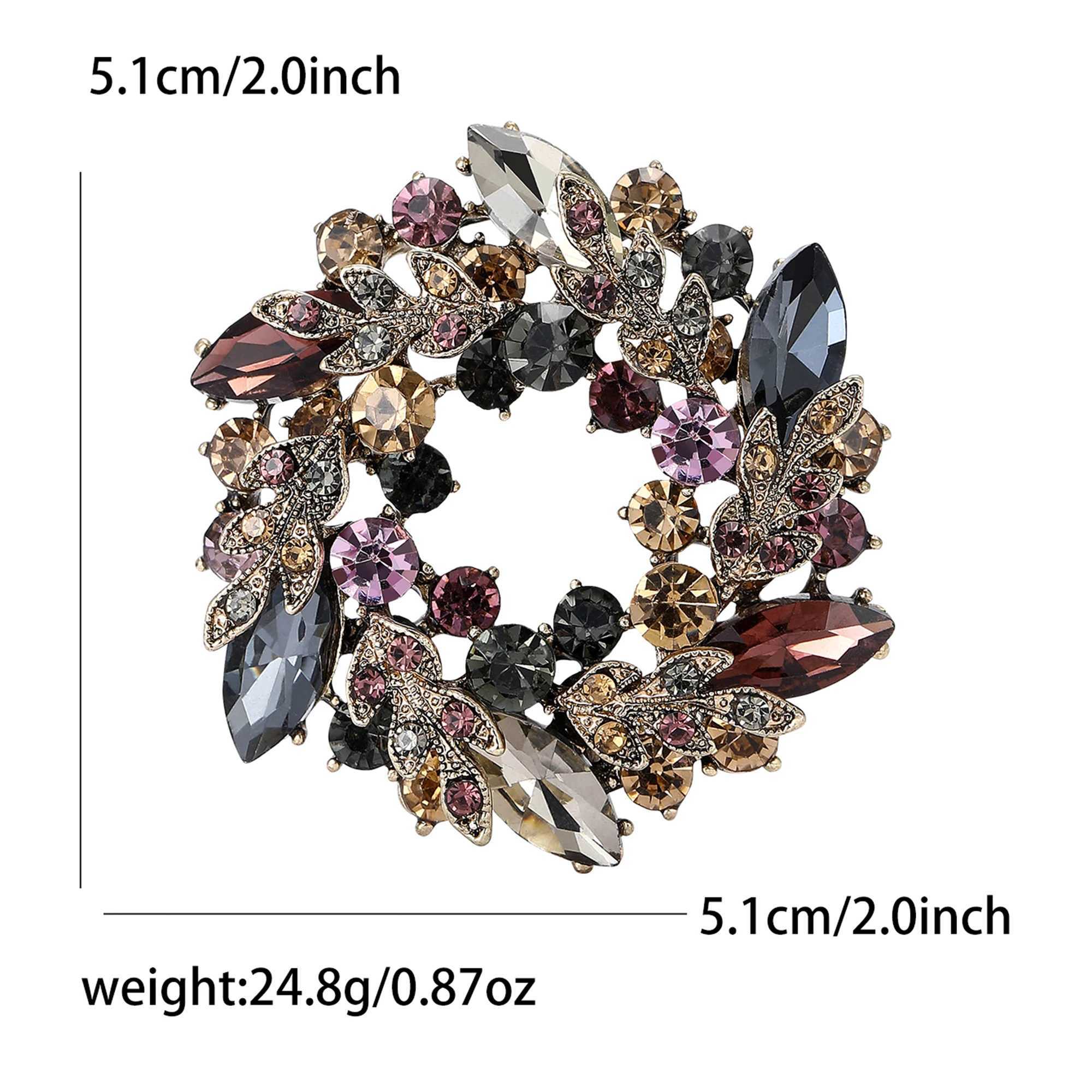 Rhinestone Wreath Brooch for Women Unisex Gemstone Wheat Ear Glass Plant Pin Event Party Backpack Decoration Clothes Accessories J251115