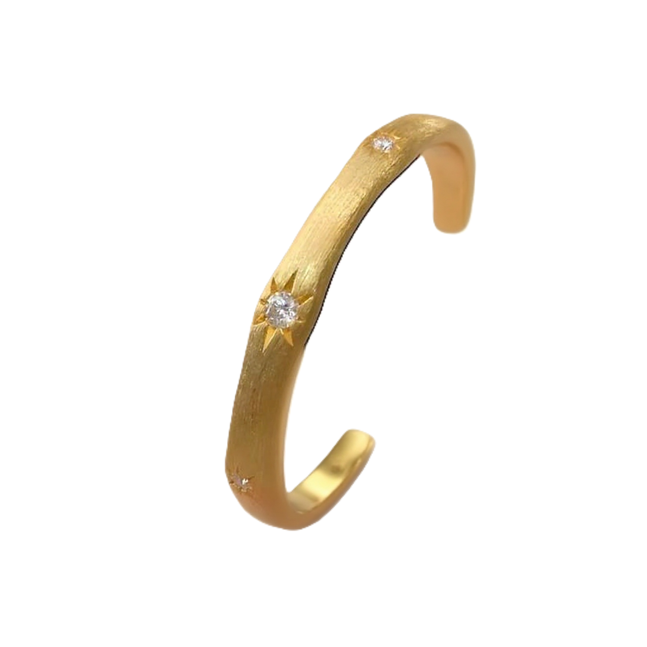 TaiYang New Gold Plated Copper Vintage Brushed Starburst Bracelet, 8-Point Star Open Cuff with Rhombus & Crystal for Women